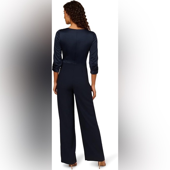 Adrianna Papell Women's Satin Crepe Jumpsuit, Dark Navy, 16 - Picture 2 of 5